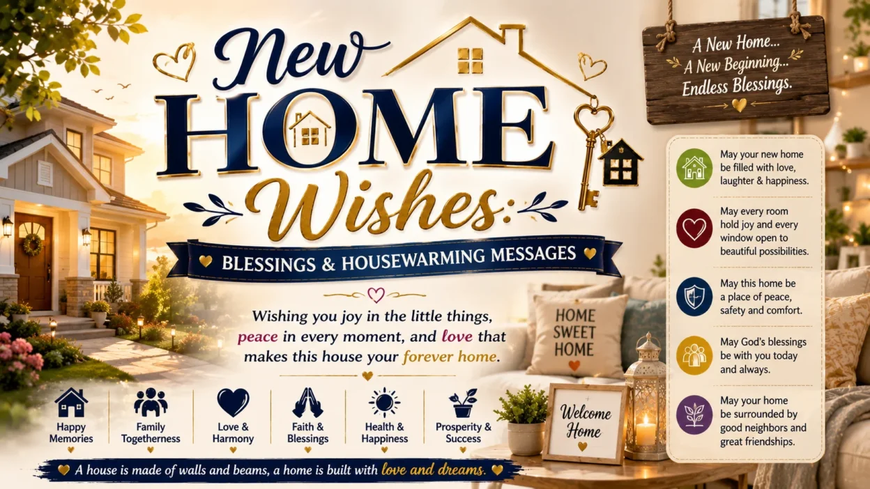 New Home Wishes Blessings & Housewarming Messages 🏠